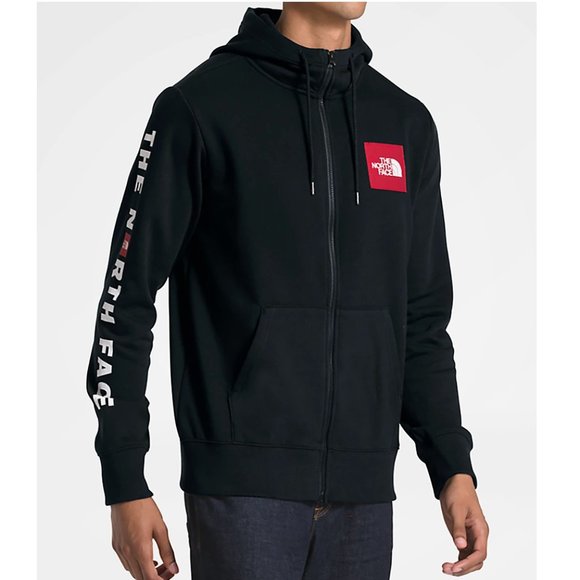 The North Face Red Box Patch Black & Red Zip Up Hoodie Unisex - Picture 10 of 11